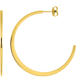 Les Boucles d'oreilles demi-créoles femme, acier doré jaune, fil mi-jonc, diamètre 45 mm by Stauffer