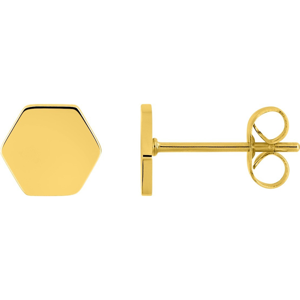 Les Boucles d'oreilles femme, acier doré jaune, pentagones by Stauffer