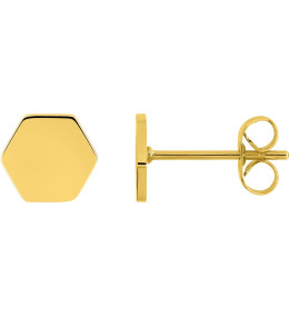 Les Boucles d'oreilles femme, acier doré jaune, pentagones by Stauffer