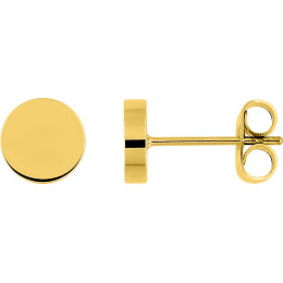 Les Boucles d'oreilles femme, acier doré jaune, disques by Stauffer