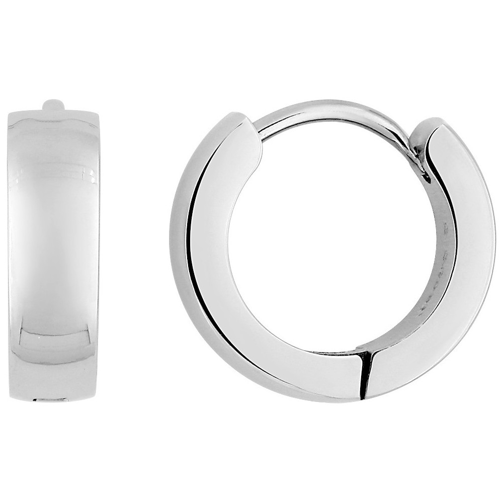 Les Boucles d'oreilles créoles femme, acier, fil mi-jonc, diamètre 13 mm by Stauffer