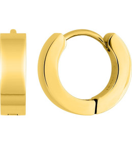 Les Boucles d'oreilles créoles femme, acier doré jaune, fil plat, diamètre 14 mm by Stauffer