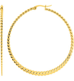 Les Boucles d'oreilles créoles femme, acier doré jaune, fil torsadé by Stauffer