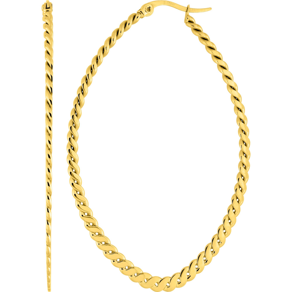 Les Boucles d'oreilles créoles femme, acier doré jaune, fil torsadé by Stauffer