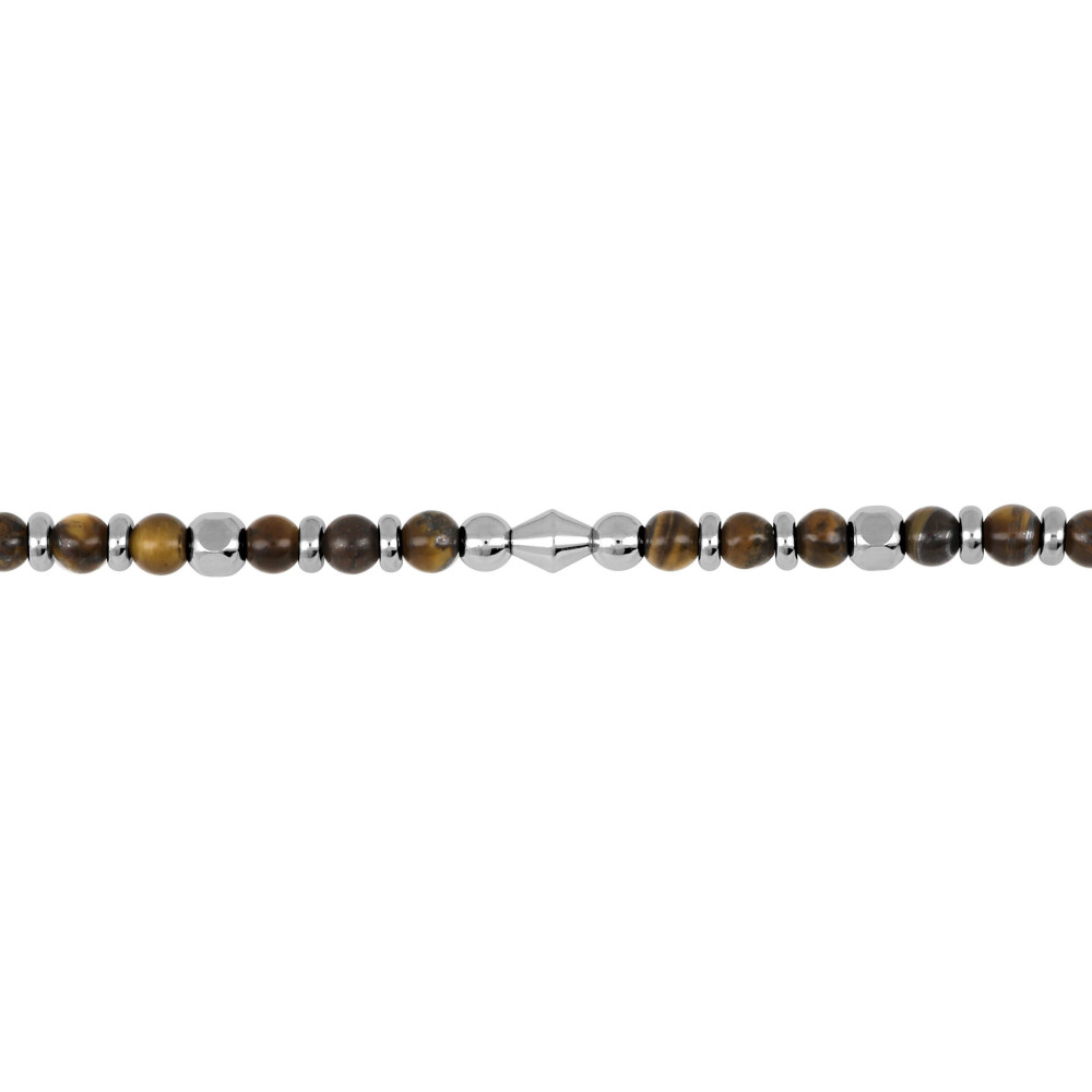Bracelet Oeil de tigre et Acier by Stauffer