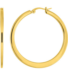Les Boucles d'oreilles créoles femme, acier doré jaune, fil plat, diamètre 45 mm by Stauffer