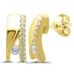 Les Boucles d'oreilles or jaune 750/1000, diamants 0,13 carat, taille brillant by Stauffer