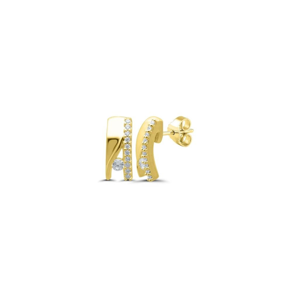 Les Boucles d'oreilles or jaune 750/1000, diamants 0,13 carat, taille brillant by Stauffer