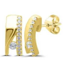 Les Boucles d'oreilles or jaune 750/1000, diamants 0,13 carat, taille brillant by Stauffer