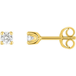 Les Boucles d'oreilles or jaune 750/1000, diamants 0,15 carat, taille brillant by Stauffer