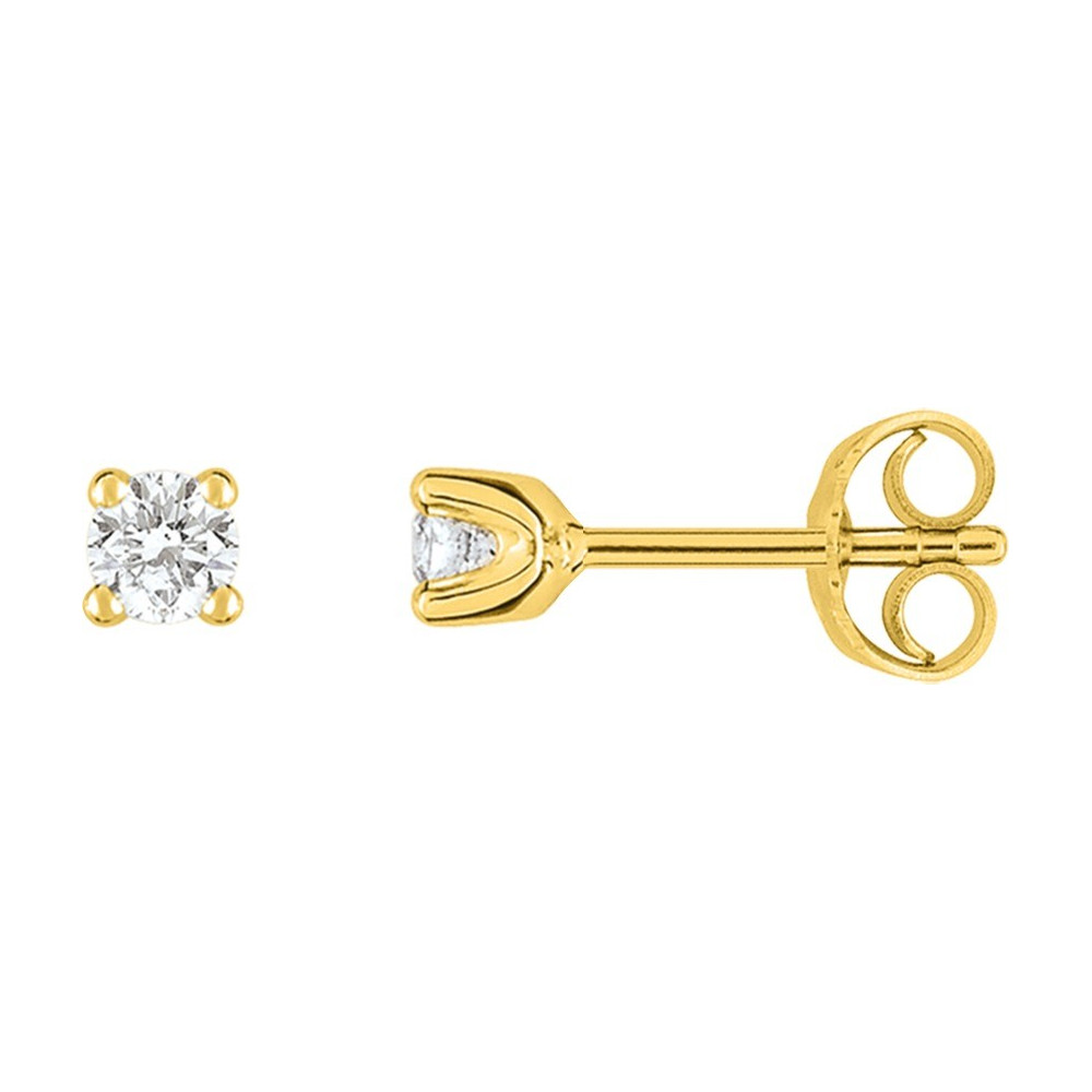 Les Boucles d'oreilles or jaune 750/1000, diamants 0,15 carat, taille brillant by Stauffer