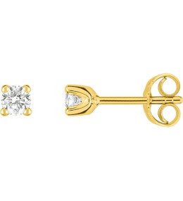 Les Boucles d'oreilles or jaune 750/1000, diamants 0,15 carat, taille brillant by Stauffer