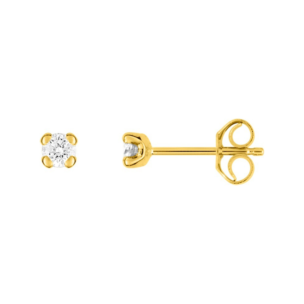 Les Boucles d'oreilles or jaune 750/1000, diamants 0,10 carat, taille brillant by Stauffer