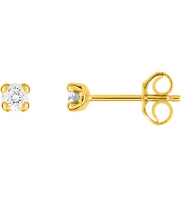 Les Boucles d'oreilles or jaune 750/1000, diamants 0,10 carat, taille brillant by Stauffer