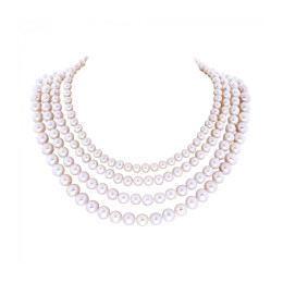 Le Collier or jaune 750/1000 et perles de culture rondes multicolore, diamètre 6 mm, by Stauffer