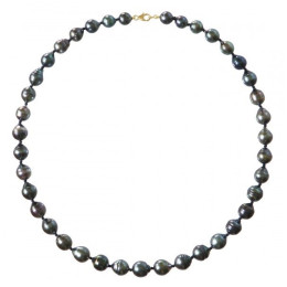 Le Collier or jaune 750/1000 et perles de Tahiti cerclées, diamètre 10/12 mm, by Stauffer