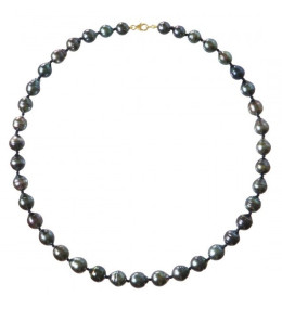 Le Collier or jaune 750/1000 et perles de Tahiti cerclées, diamètre 10/12 mm, by Stauffer