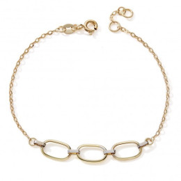 Le Bracelet or jaune 375/1000, mailles forçat avec 3 motifs ovales, by Stauffer