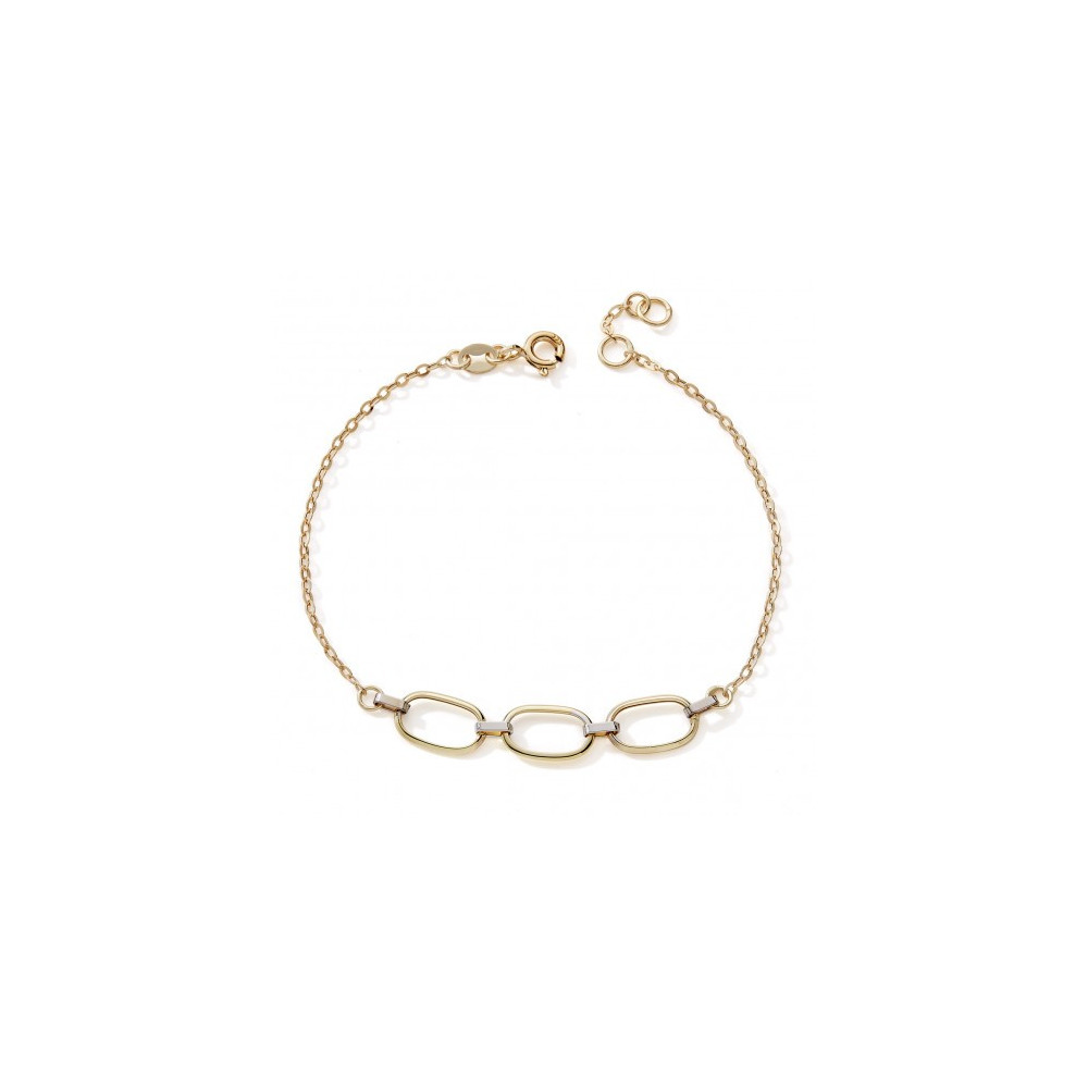 Le Bracelet or jaune 375/1000, mailles forçat avec 3 motifs ovales, by Stauffer