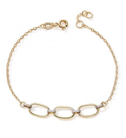 Le Bracelet or jaune 375/1000, mailles forçat avec 3 motifs ovales, by Stauffer