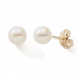 Les Boucles d'oreilles or jaune 375/1000 et perles de culture de 4,5/5 mm, by Stauffer