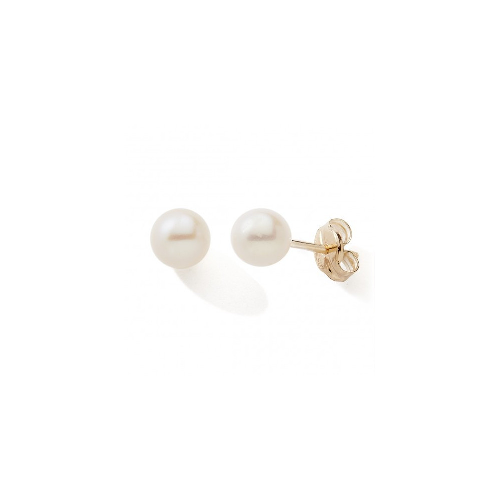 Les Boucles d'oreilles or jaune 375/1000 et perles de culture de 4,5/5 mm, by Stauffer