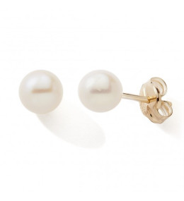 Les Boucles d'oreilles or jaune 375/1000 et perles de culture de 4,5/5 mm, by Stauffer