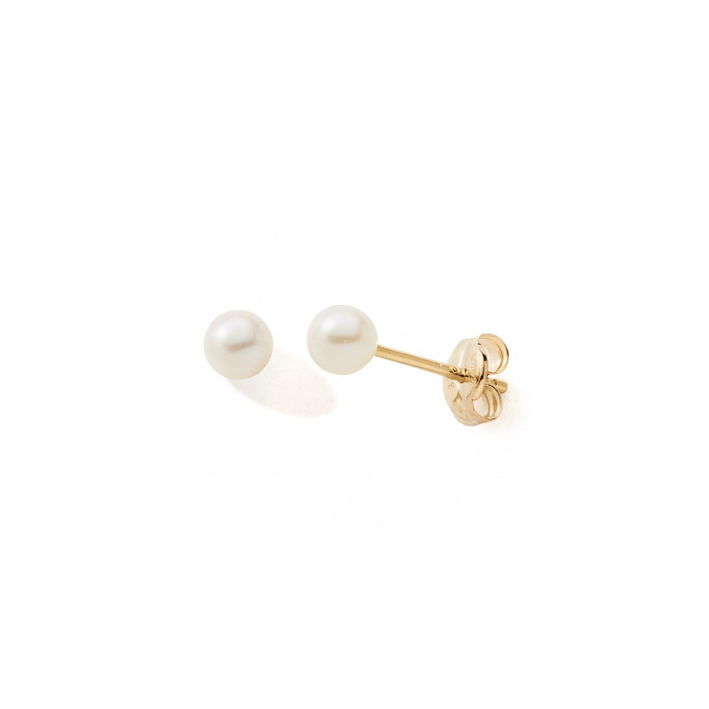 Les Boucles d'oreilles or jaune 375/1000 et perles de culture de 3,5/4 mm, by Stauffer