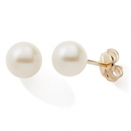 Les Boucles d'oreilles or jaune 375/1000 et perles de culture de 5,5/6 mm, by Stauffer