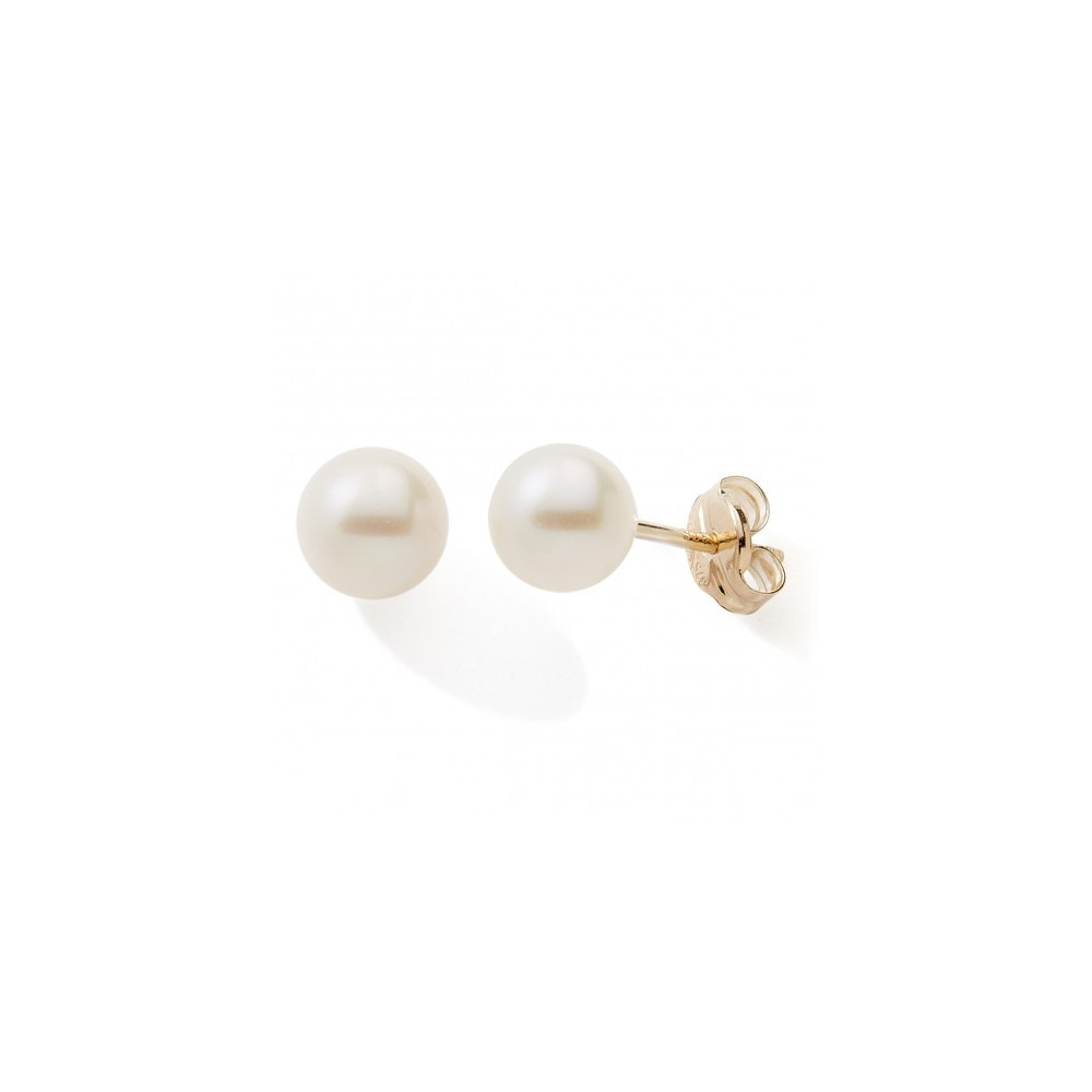 Les Boucles d'oreilles or jaune 375/1000 et perles de culture de 5,5/6 mm, by Stauffer