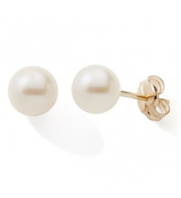 Les Boucles d'oreilles or jaune 375/1000 et perles de culture de 5,5/6 mm, by Stauffer