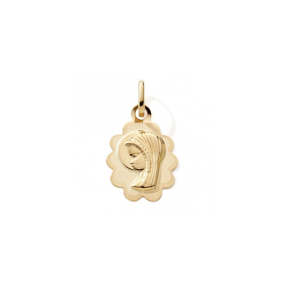 La Médaille Vierge or jaune 375/1000, forme ovale fantaisie by Stauffer