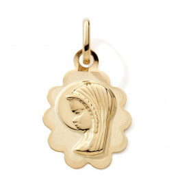 La Médaille Vierge or jaune 375/1000, forme ovale fantaisie by Stauffer