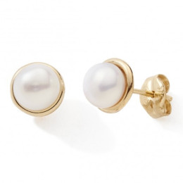 Les Boucles d'oreilles or jaune 375/1000 et perles de culture de 5 mm, by Stauffer