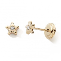 Les Boucles d'oreilles or jaune 375/1000, fleur et oxydes de zirconium by Stauffer