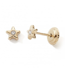 Les Boucles d'oreilles or jaune 375/1000, fleur et oxydes de zirconium by Stauffer