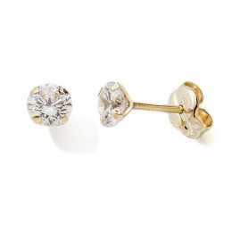 Les Boucles d'oreilles or jaune 375/1000, oxydes de zirconium de 4,00 mm, by Stauffer