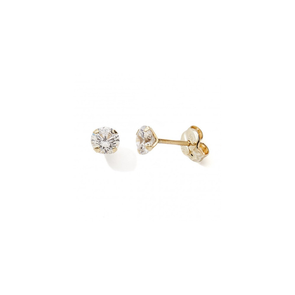 Les Boucles d'oreilles or jaune 375/1000, oxydes de zirconium de 4,00 mm, by Stauffer