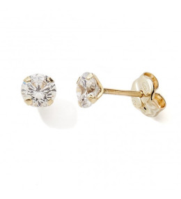 Les Boucles d'oreilles or jaune 375/1000, oxydes de zirconium de 3,00 mm, by Stauffer