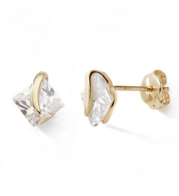 Les Boucles d'oreilles or jaune 375/1000, serti virgule, oxydes de zirconium by Stauffer
