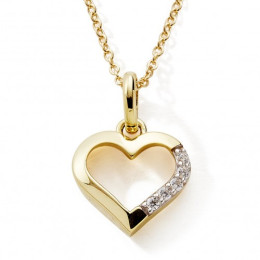 Le Collier or jaune 375/1000, mailles forçat motif coeur et oxydes de zirconium, by Stauffer