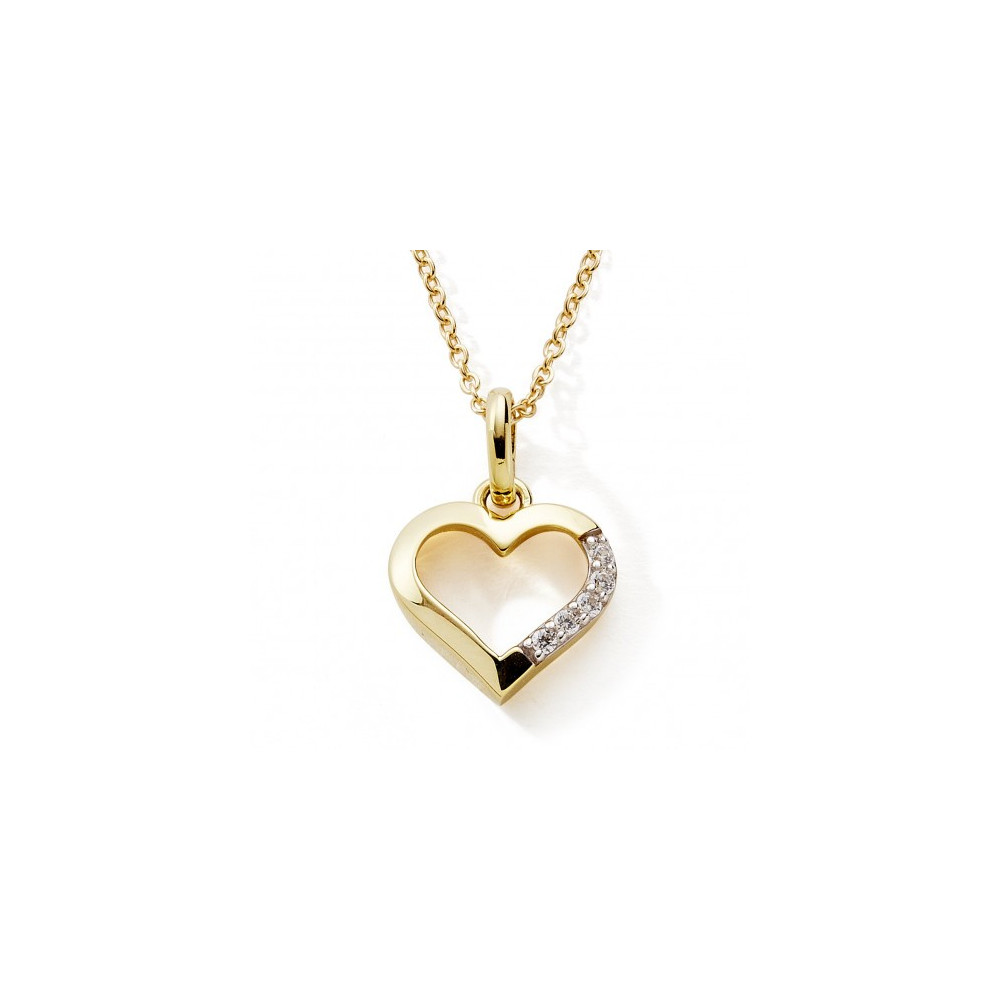 Le Collier or jaune 375/1000, mailles forçat motif coeur et oxydes de zirconium, by Stauffer