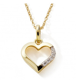 Le Collier or jaune 375/1000, mailles forçat motif coeur et oxydes de zirconium, by Stauffer
