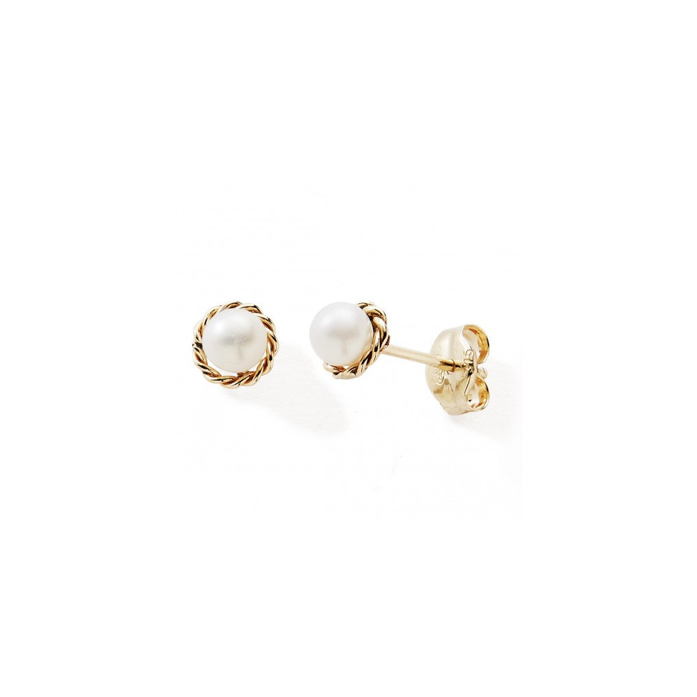 Les Boucles d'oreilles or jaune 375/1000 et perles de culture 4 mm, by Stauffer