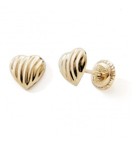 Les Boucles d'oreilles or jaune 375/1000, coeur ciselé by Stauffer