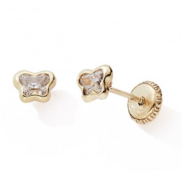 Les Boucles d'oreilles or jaune 375/1000, papillons et oxydes de zirconium by Stauffer