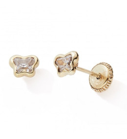 Les Boucles d'oreilles or jaune 375/1000, papillons et oxydes de zirconium by Stauffer