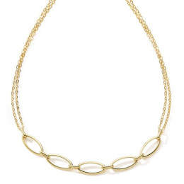 Le Collier or jaune 375/1000, mailles forçat avec 5 motifs ovales, by Stauffer