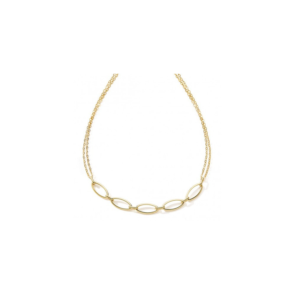 Le Collier or jaune 375/1000, mailles forçat avec 5 motifs ovales, by Stauffer