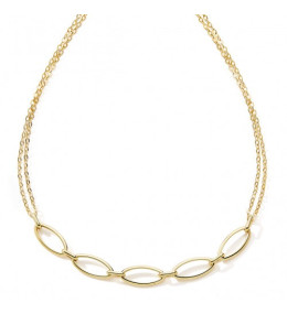 Le Collier or jaune 375/1000, mailles forçat avec 5 motifs ovales, by Stauffer